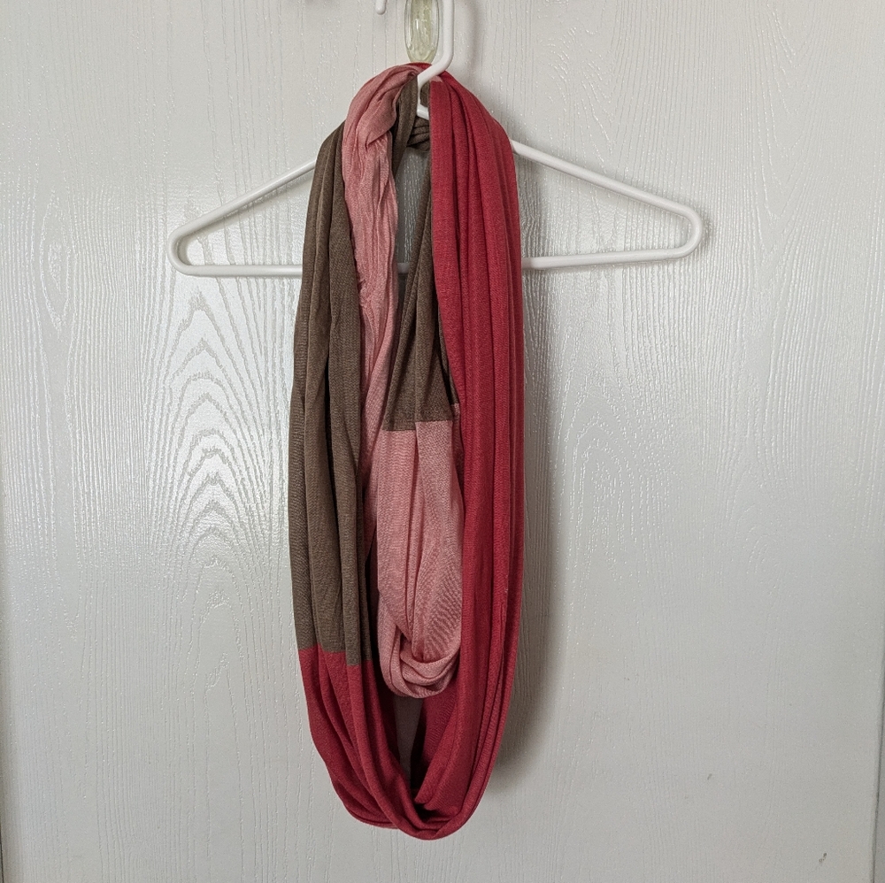 LOFT Coral & Tan Infinity Scarf Size OS